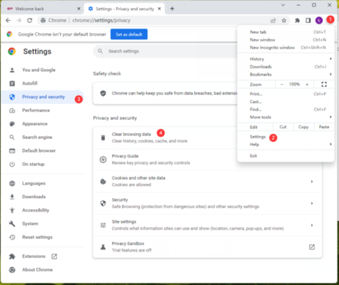 attendance chrome cache